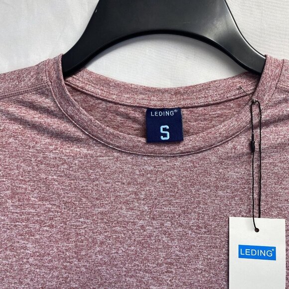 LEDING Athletic Crew Neck Short Sleeve T-Shirt Men Small Red/Black 2Pack New - Picture 5 of 16